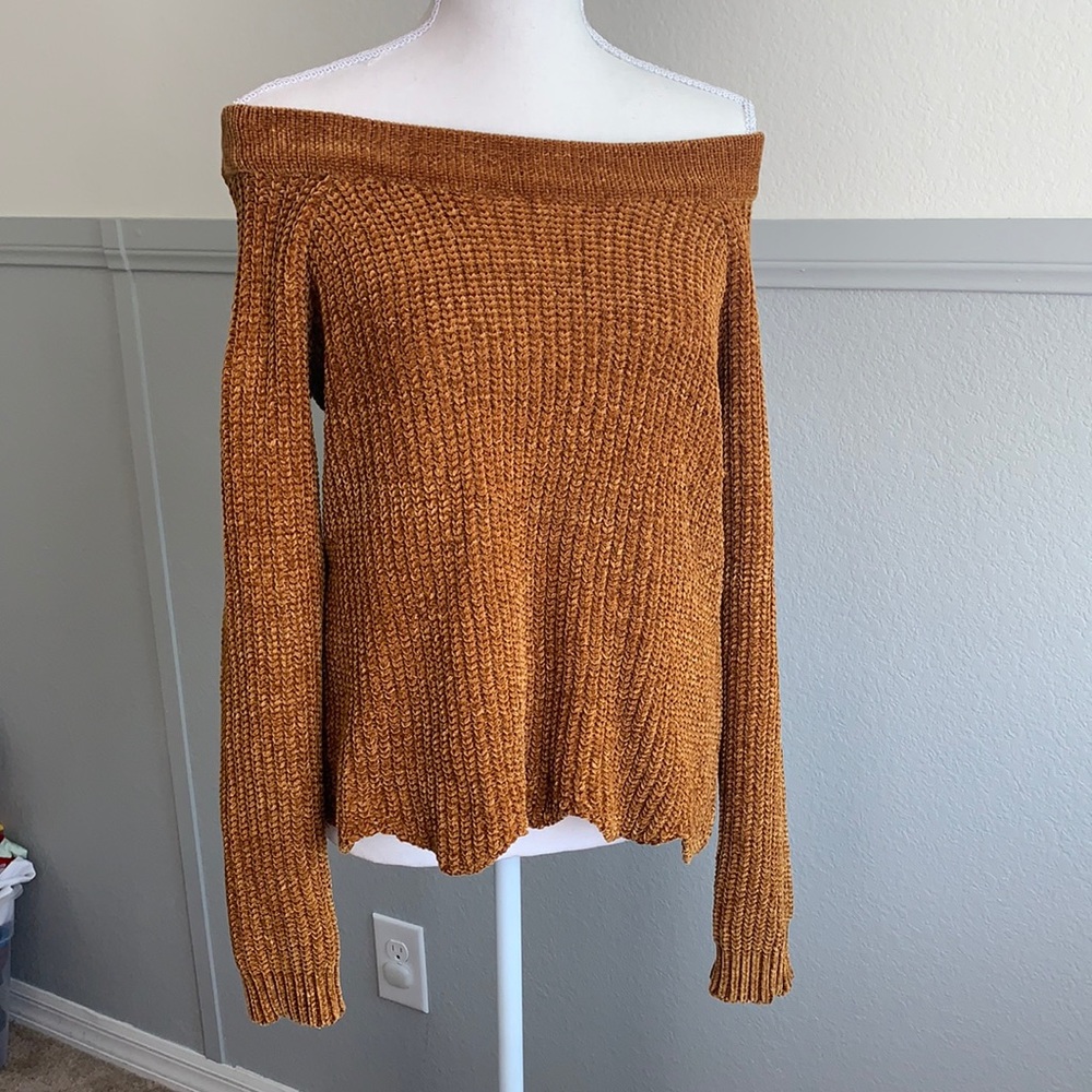 Scallop off the shoulder sweater